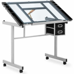 Frommstarck Desk, mobile glass drawing table with drawers for drawing and sketching, 104x60 cm