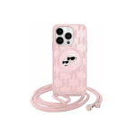 Case Case Karl Lagerfeld KLHMP15LHCKCKLCP iPhone 15 Pro 6.1" pink hardcase IML Crossbody Monogram Karl & Choupette Head MagSafe