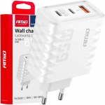 The The charger is connected to the network quick charge 65w usb-a + 2x usb-c amio-04289