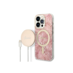 Case Case Set Guess GUBPP14LHJEACSP Case+ Charger iPhone 14 Pro 6.1" pink hard case Jungle MagSafe
