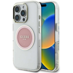 Case Case Guess IML Metal Colored Circle Classic Logo MagSafe for iPhone 16 Pro pink