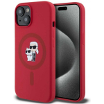 Karl Karl Lagerfeld Silicone Karl&Choupette Heads Ring MagSafe iPhone 15 Case &ndash; Red