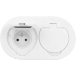 Orno hermetiline kahekordne elektripistik, ovaalne, IP55, 2x2P+Z (prantsuse), valge