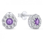 Brilio Brilio Silver Brilio Silver Impressive silver earrings with zircons Flowers EA331WAM