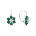 Brilio Brilio Silver Brilio Silver Gentle silver earrings with green zircons Flowers EA307WG