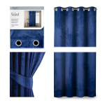 &Ouml;&ouml; &Ouml;&ouml; kardin r&otilde;ngastega AmeliaHome VELVET 140X245 cm, 1 tk, v&auml;rv: tume sinine