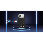 Dėklas Dėklas BMW M Carbon Tricolor Line MagSafe, mis on m&otilde;eldud Apple iPhone 17 Pro Max mustas v&auml;rvuses