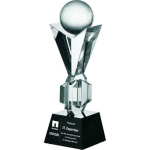 Tryumf Engraved glass trophy with case + paint filling