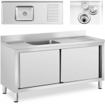 Royal Royal Catering Single bowl catering basin sink with sliding door cabinet 160 x 60 x 94.5 cm