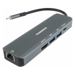 PREMIUMCORD USB-C adapter with Gigabit 10/100/1000Mbps + 1x HDMI, 2x USB3.2, 1x PD 100W connector, Grey