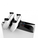 Kaksiklaadimise Kaksiklaadimise jaam Sony PlayStation 5 PS5 kontrollerite jaoks, konsooli kuju, must-valge