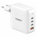 FoneKit GaN PD 165 W kiirpinkla, 3 &times; USB-C + USB-A, valge