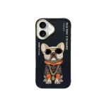 Nimmy Apple iPhone 16 6.1" phone case black Glasses Cool Dog