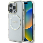 Case Case Guess IML Metal Colored Circle Classic Logo MagSafe for iPhone 16 Pro Max white