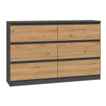 Topeshop M6 120 ANTRACYT/ART riidekapp ja sahtlitega kummut