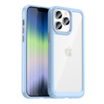 Outer Outer Space Case iPhone 14 Pro Max hard case with a gel frame blue