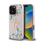 Juhul Juhul Guess Grained Roses Big 4G logo iPhone 16 Pro Max roosa