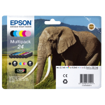 Epson Elephant C13T24284011 tindikassett 6 tk Originaal Standard Yield Must, Ts&uuml;aan, Helets&uuml;aan, Magenta, Helemagenta, Kollane