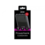 Grixx Powerbank 5000mAh Micro USB & USB-C Black