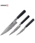 Samura DAMASCUS Set of 3pcs. knives Paring / Utility / Chef's from AUS 10 Damascus steel 61 HRC (67 layers)