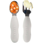 BEABA 2 PCS. STAINLESS STEEL TABLE TOOL SET +10 MONTHS, VELVET GRAY
