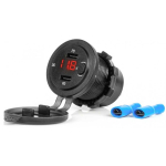 Car Car charger with USB sockets and voltage tester, waterproof, with switch 2x USB-C 12v 24v amio-04226