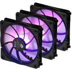 Blackstorm Luna UF120 ARGB PWM tagurpidi ventilaatorite komplekt, must, 120 mm, 3 tk