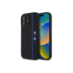Case Case BMW BMHMP16S23SHEB iPhone 16 6.1" black/black hardcase Silicone Hexagon Blue Line MagSafe