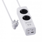 Fuj:tech 6-osaline 67W GaN pikendusjuhe 4 USB-portiga, 2 m, valge