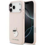 Karl Karl Lagerfeld Silikoon Choupette Metal Pin &uuml;mbris iPhone 18 Pro Max / 17 Pro Max roosa