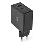Nedis v&otilde;rgulaadur 57 W kiire laadimise funktsioon 2.25 A 2.4 - V&auml;ljade arv: 2, USB-A, USB-C&trade;, Kaabel ei kuulu komplekti, Automaa