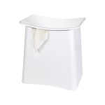 Laundry Laundry basket with seat, white, WENKO