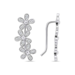 Brilio Brilio Silver Delicate elongated silver earrings with zircon flowers EA225W