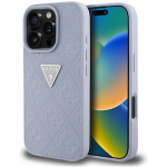 Case Case Guess Hot Stamp 4G Pattern Triangle Metal Logo for iPhone 16 Pro Max purple