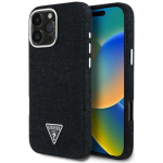 Case Case Guess Denim Triangle Logo MagSafe for iPhone 16 Pro Max black