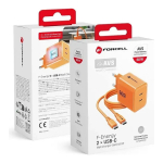 Forcell F-Energy Crystal Color reisilaadija | 60W | GaN, PPS | USB-C | USB-C kuni USB-C kaabliga komplektis | oranž
