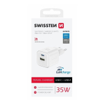 Swissten Travel Charger GaN USB-C 35W PD / USB-A 27W QC