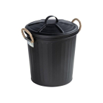 Bathroom Bathroom basket with cover GARA, black, 6 l, WENKO