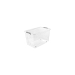 Box Box with lid on wheels clipbox Leo 59x38x35.5cm 56L transparent