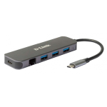 D-Link DUB-2334 s&uuml;learvuti dokk ja pordireplikaator Juhtmega &uuml;hendatud USB t&uuml;&uuml;p-C Hall