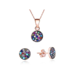 Beneto Playful silver jewelry set with zircons AGSET284 (pendant, earrings)