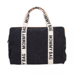 Childhome Mommy Bag Tote-t&uuml;&uuml;pi k&auml;ekott Must Puuvill, Kunstnahk, Nailon, Pol&uuml;ester