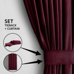 AmeliaHome Curtain VELVET color red style classic fastening type material &ndash; textile Velvet 140x270