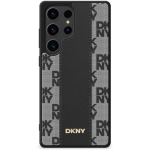 DKNY Leather Checkered Pattern MagSafe Samsung Galaxy S25 phone case black