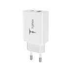 WALL WALL CHARGER T-PHOX SPEEDY USB-C 20W + USB 18W QC 3.0 WHITE