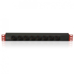 Techly I-CASE STRIP-81V2 toitejaotuskomponent (PDU) 8 vahelduvvoolu kontakt 1U Must, Punane