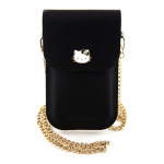 Hello Hello Kitty PU Metal Logo Leather Wallet Phone Bag Black