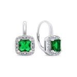 Brilio Brilio Silver Brilio Silver Interesting silver earrings with emeralds EA399WG