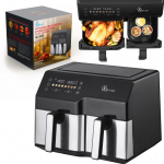 Extralink HOME AIR FRYER 10L (6L+4L) EU SJ-1000 2500W frit&uuml;&uuml;r Kahekohaline Kuuma&otilde;hu frit&uuml;&uuml;r Must