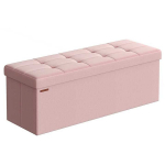 Songmics Taburet 38 x 110 x 38 cm pastelse roosa v&auml;rviga koos hoiuruumiga
